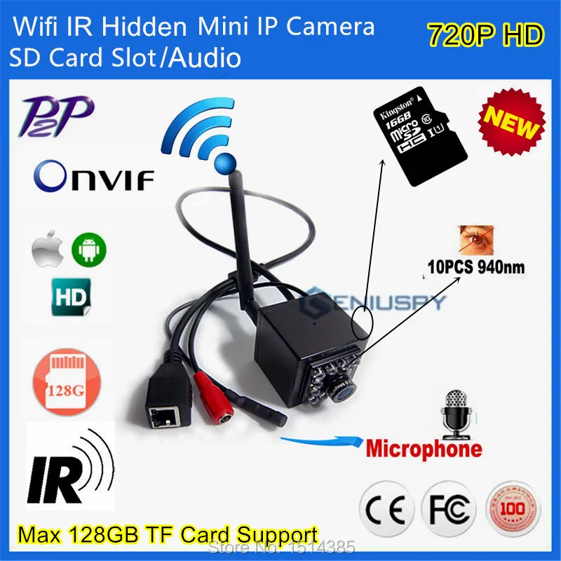 Audio Video IR Night Vision 940nm Mini Wireless Wifi IP Camera Sd Card