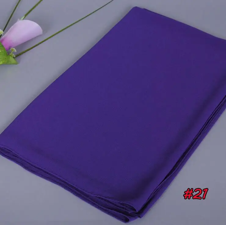 Женский простой шифоновый шарф хиджаб одноцветные шали оголовье мусульманские хиджабы шарфы/шарф# YS158 - Цвет: Dark Purple