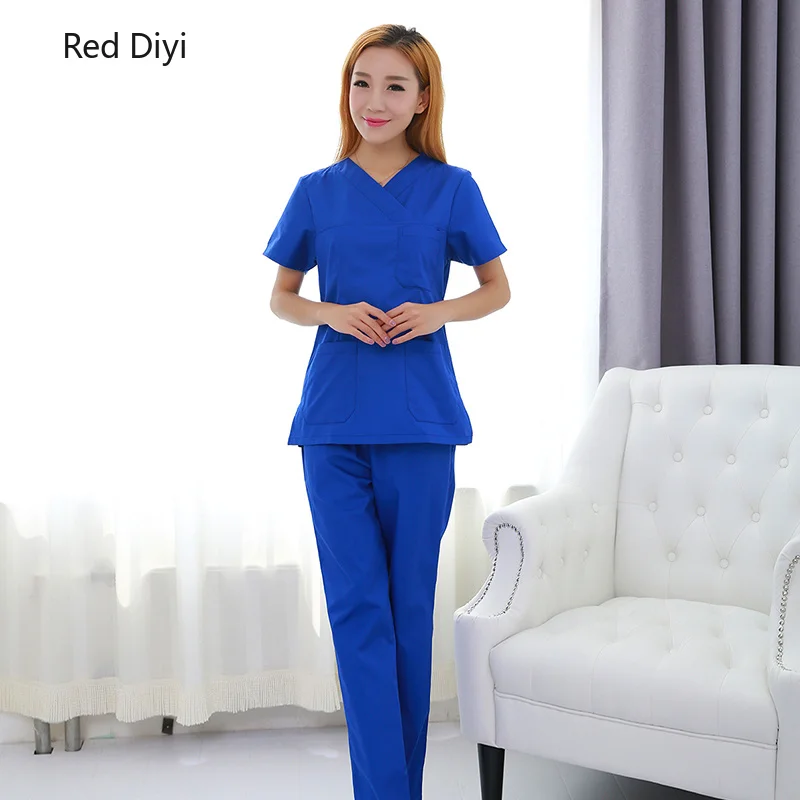 

Scrubs medical uniforms women nursing scrubs clothes short sleeve coat doctor clothing brush hand clothing v-collar
