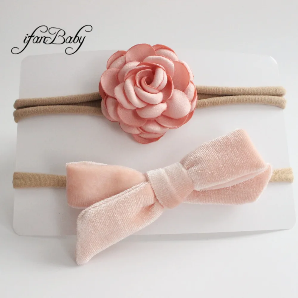 kids girl fabric flower headband nylon headband (10)