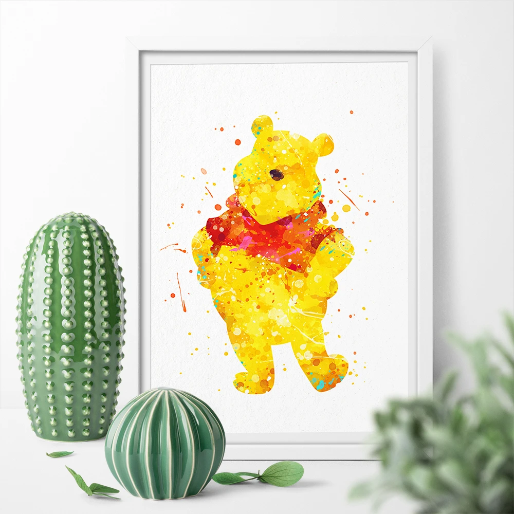 

Watercolor Winnie The Pooh Art Canvas Poster Print Animal Canvas Painting Wall Art Home Decor Sticker for Kid Room