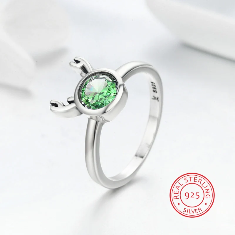 

Lovely Antlers/Rabbit Ears 925 Sterling Silver Rings with Clear Pink/Green Cubic Zirconia Women's Wedding/Engagement Jewelry