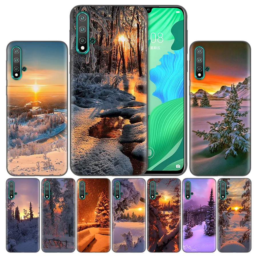 

Bag Soft Cover Cases For Huawei Honor 20 P20 P Smart Z Nova 5 Y6 Y7 Y9 lite Pro Plus 8X 2019 Capa Coque Landscape Winter Light S
