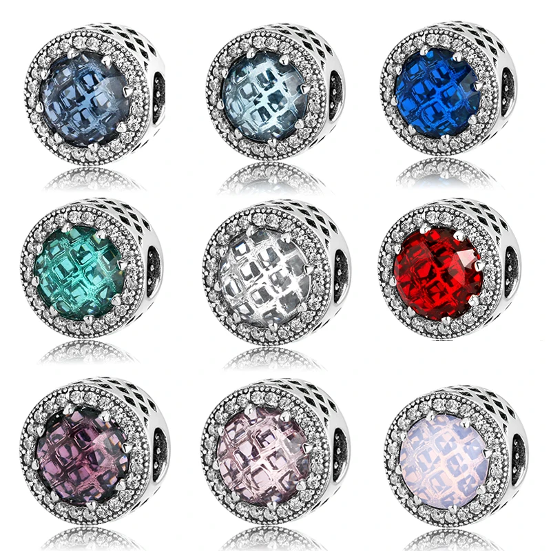

Fashion sparking CZ women charms Round shape 925 sterling silver beads Fit Original Pandora Charm Bracelet Jewelry making