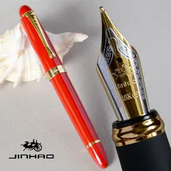 Elegant Dark Green and Gold Fountain Pen with 18K Gold-Plated Broad Nib - Full Metal Design Available in 21 Stunning Colors (As picture show)
