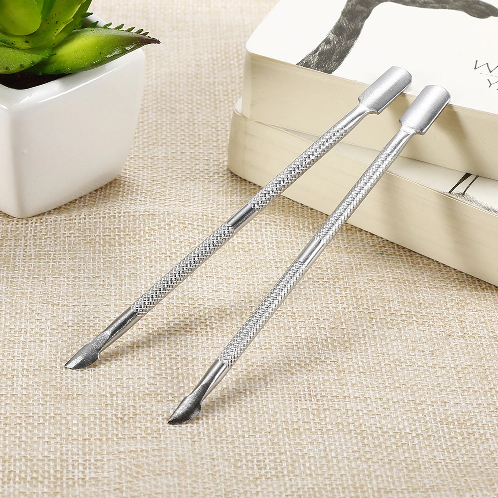 1PCS Double Head Nail Art Tools Stainless Steel Cuticle Pusher Spoon Remover Nail Care Cleaner Manicure Nail Art Pedicure Tool