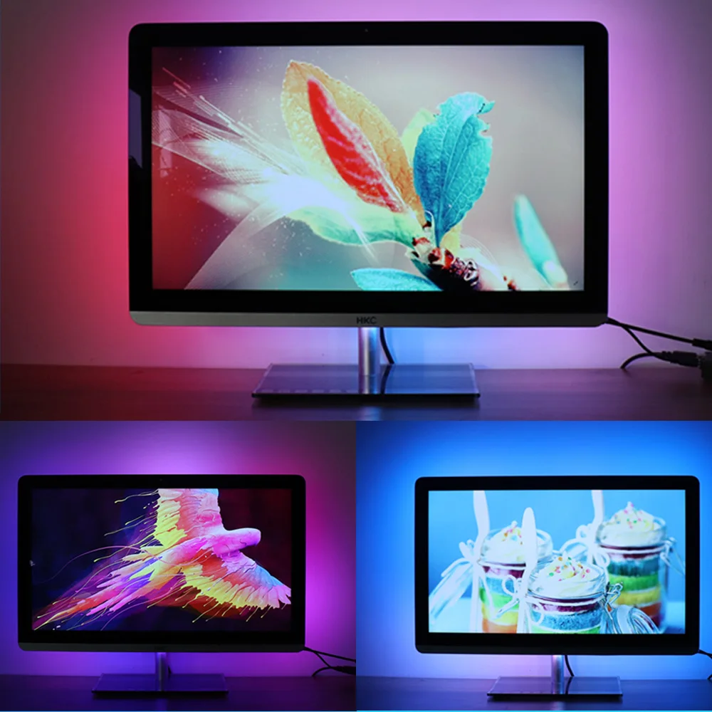 Ambilight-Kit WS2812B 5 в светодиодный RGB USB Лента гибкая светодиодная лента Диодная лента смарт-Пиксельная лента для ТВ ПК подсветка+ разъем