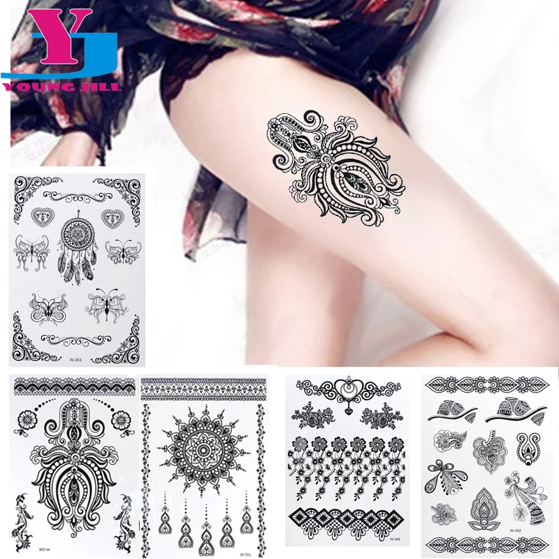 

Sexy Body Tattoo Sticker Lace Multi Design Waterproof Tattoos Art Large 21X15cm Temporary Flash Tattoo Free Shipping