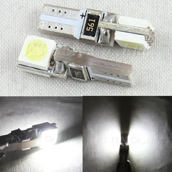 

FSYLX 100pcs T5 2SMD 5050 Canbus Car interior dashboard automobile instrument lights base White panel light bulb T5