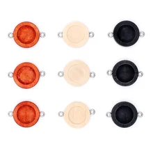 Aiovlo 20 unids/lote caben 12mm de madera de dos agujeros colgante de acero inoxidable ovejas ojo cabujón Base ajuste para la fabricación de la joyería DIY