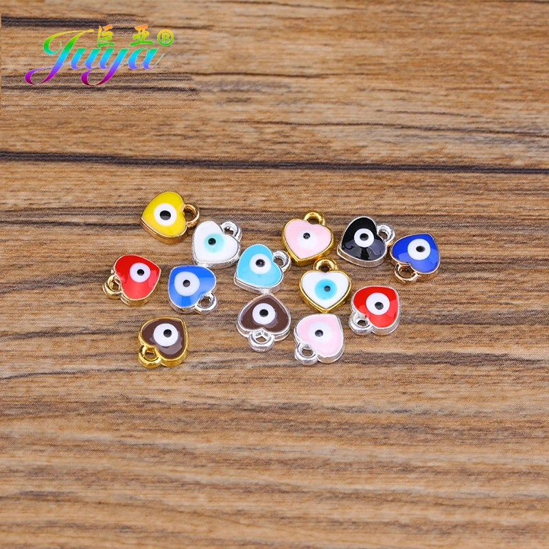 Juya DIY Small Enamel Charms Wholesale HandiCraft Evil Eye Love Heart Star Resin Charms For Women Kids Fashion Bijoux Making