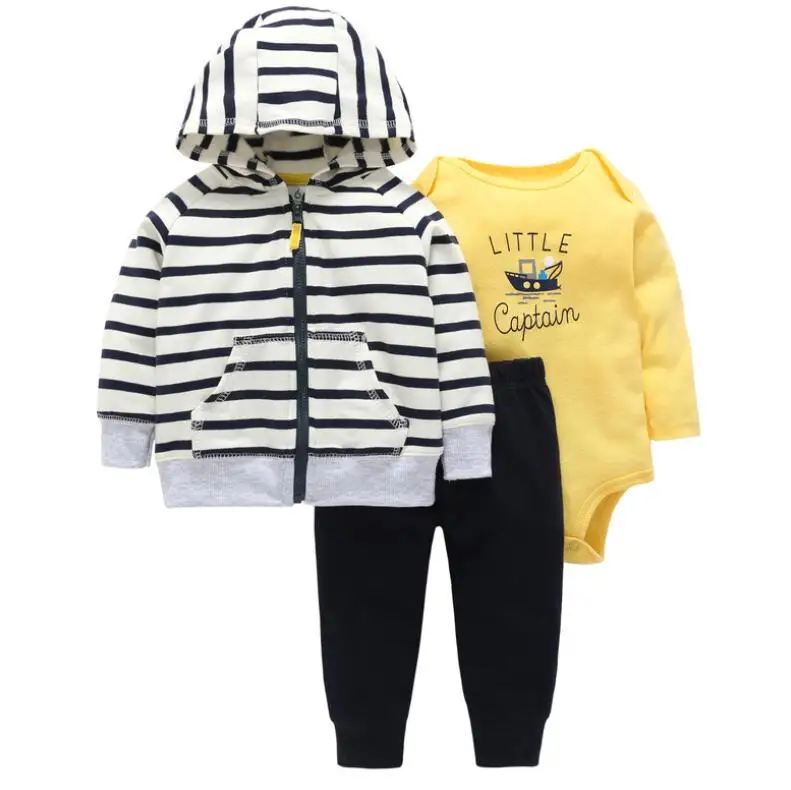 baby boy girl clothes newborn infant clothing set jacket+stripe bodysuit+pant new born outfit babies suit costume cotton - Цвет: model 8