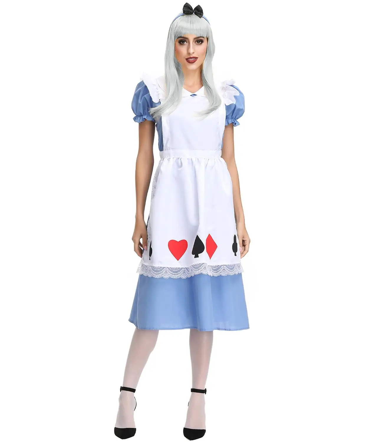 Alice in Wonderland Maid Lolita Blue Dress Costume For Halloween Cosplay Party