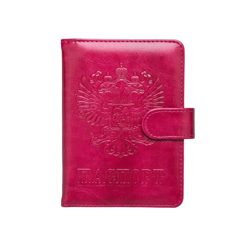 Чехол для паспорта из искусственной кожи в русском стиле, защитный чехол на застежке, чехол для билетов, чехлы для кредитных карт, чехол для паспорта, кошелек - Цвет: rose