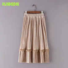 Женская одежда с высокой талией из искусственного меха, плиссированная бархатная юбка, женская уличная мода, облегающие длинные юбки, 4 цвета, S2481