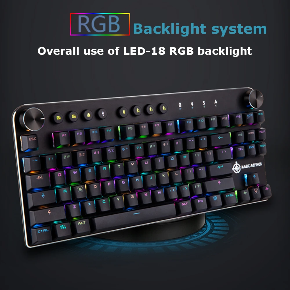  Magic Refiner MK11 Wireless Bluetooth Two Mode Mechanical Gaming Keyboard Ergonomics Design RGB Bac