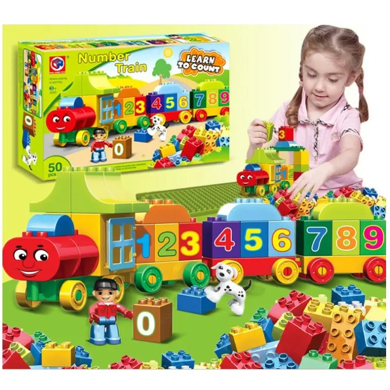 

50pcs Large particles Numbers Train Building Blocks Bricks Educational Baby City Toys Compatible With LegoINGly Duplo