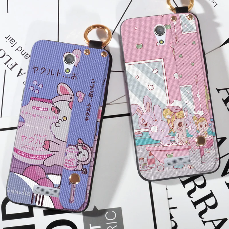 

Fashion Wrist Strap Cartoon Cases For Highscreen Power Five Pro Animal Rabbit Printing TPU Cover For Highscreen Power 5 pro