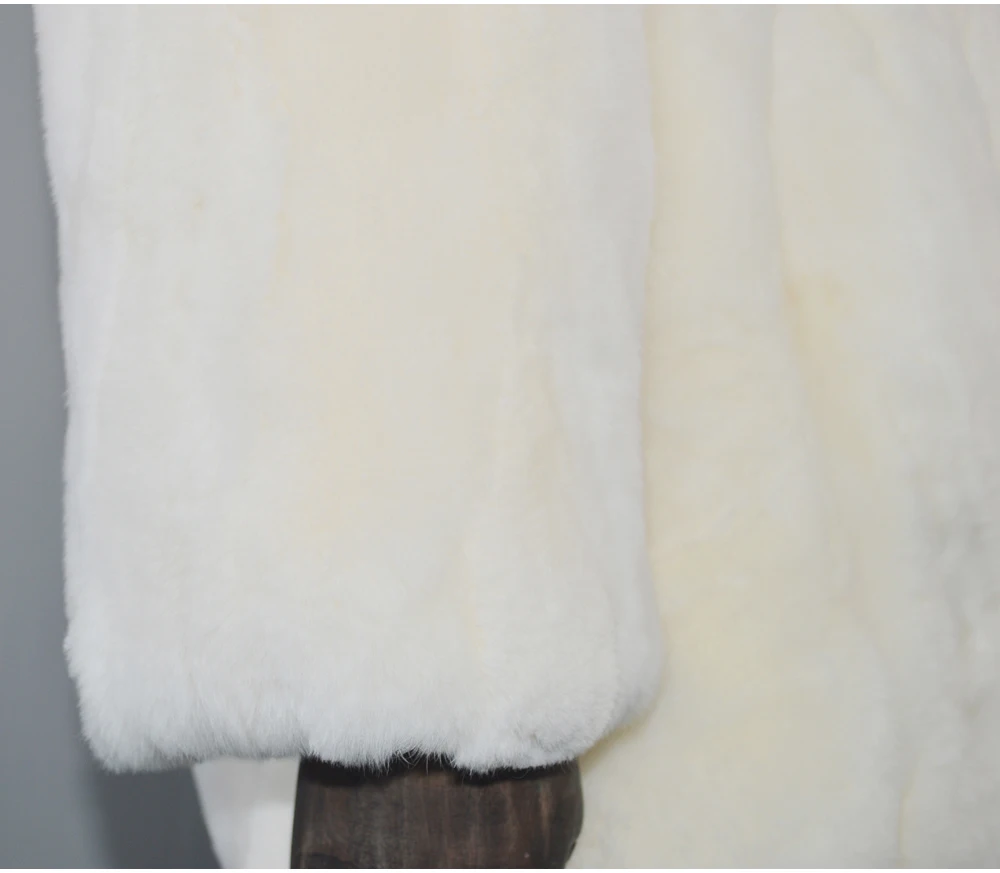 Настоящий мех кролика пальто длинное Стильное женское натуральная куртка с мехом кролика рекс с большим лисьим меховым воротником мех кролика рекс пальто