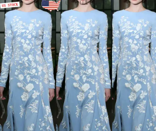 

Women Floral Cotton Long Sleeve Casual Party Vintage Boho Maxi Dress