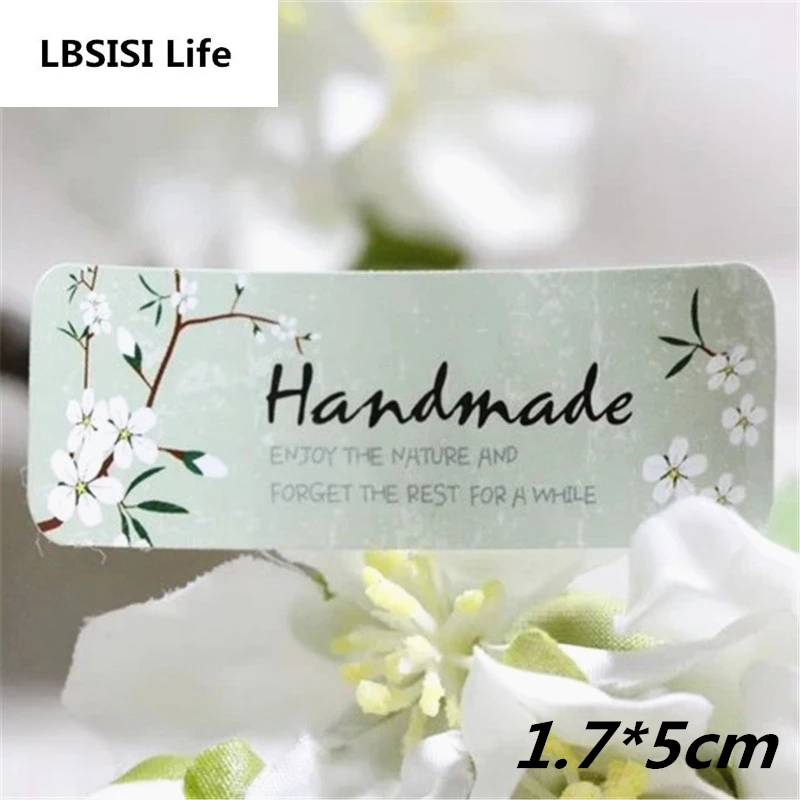 

120pcs Hand Made Flower Spring Green Seal Sticker For Gift Packing Bag Box Home Decoration Wedding Self Adhesive Paper Sticers