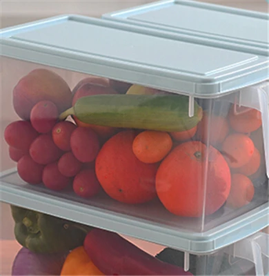 Кухонный холодильник ящик для хранения зерен бобы Органайзер контейнер Домашний Органайзер пищевые овощные ящики для хранения контейнеров - Цвет: Синий