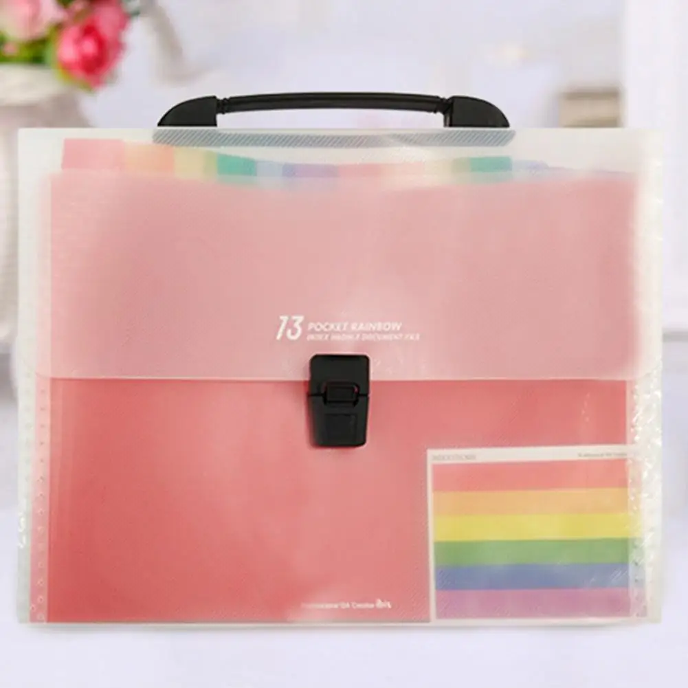

New 13-Pocket A4 Expanding File Folder Organizer Handle Document Paper Holder Bag
