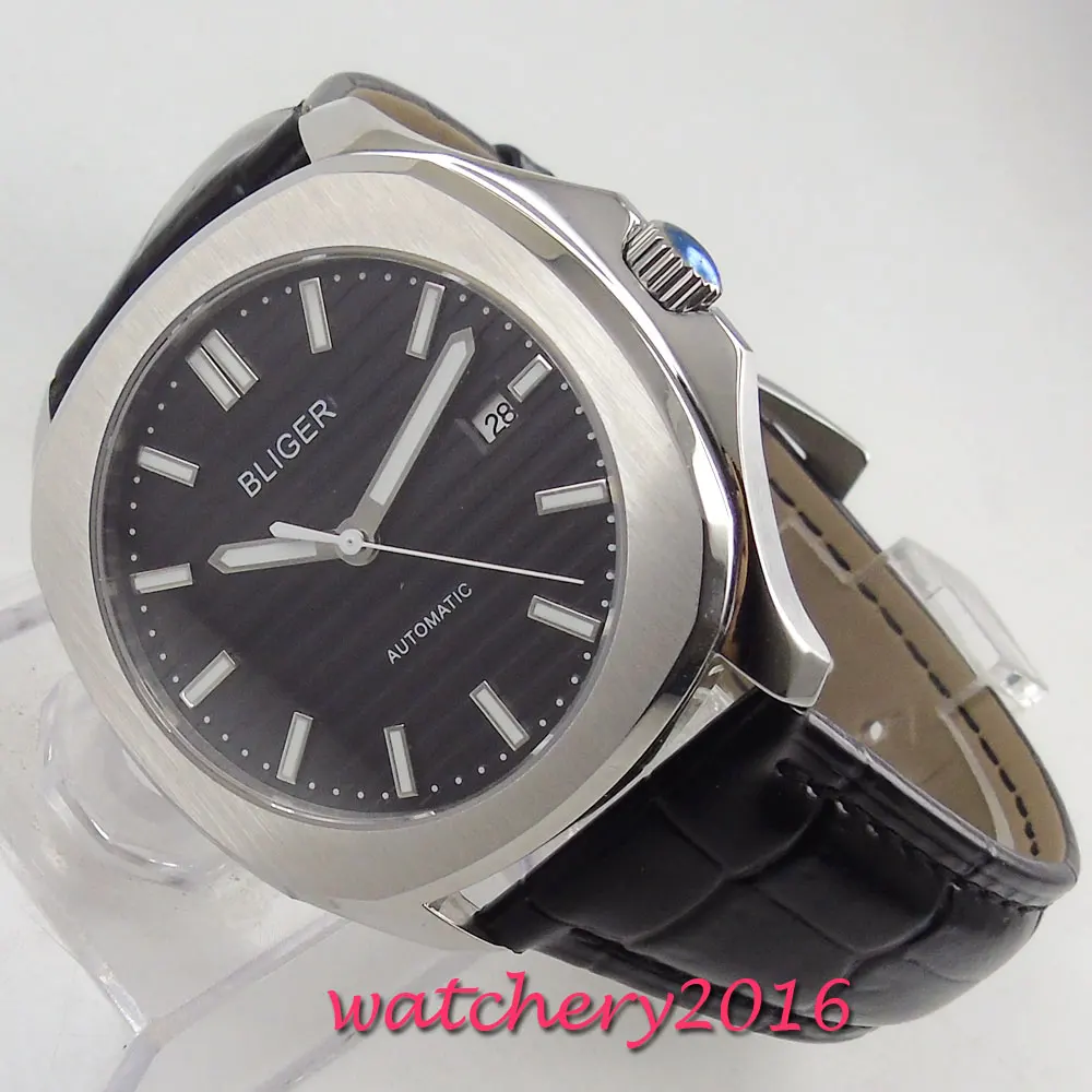 

39mm Bliger Black Dial Steel Case Luminous Automatic Movement mens watch
