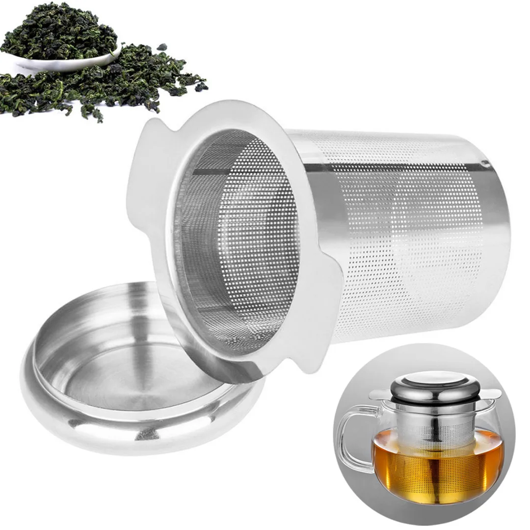 Stainless Steel Tea Infuser Stainless Steel with Lid as Drip Tray Tea Strainer  Mesh TCup Strainer Loose Leaf Filter Wi/Lid