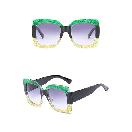 Модные квадратные солнцезащитные очки Для женщин Роскошные итальянские Брендовая Дизайнерская обувь Для женщин зеркало солнцезащитные очки Винтаж Солнцезащитные очки женские очки - Цвет линз: 7 green black yellow