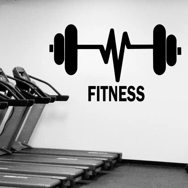 Gym Sport Vinyl Wall Sticker Weightlifting Barbells Wall Decal