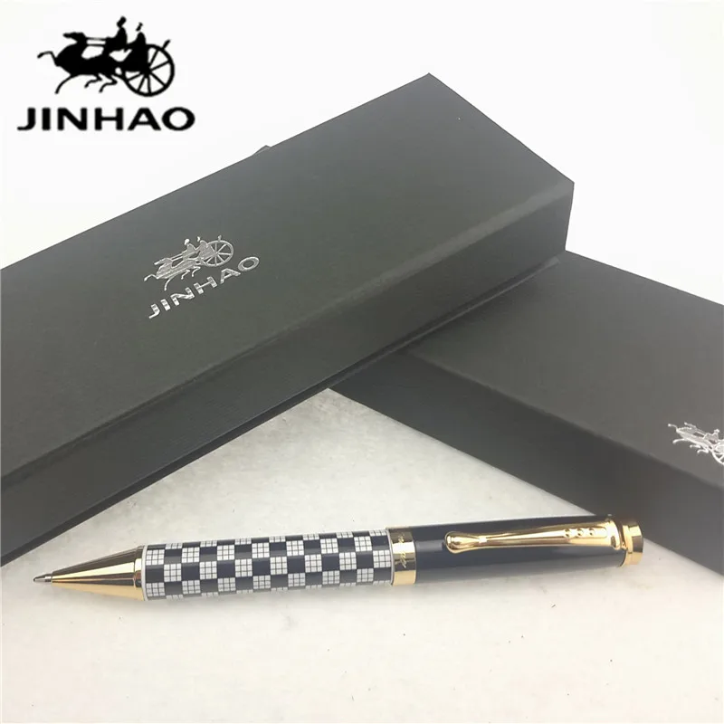 

1pc/lot JINHAO 500 Ballpoint Pen White/Black Pen Gold Clip Ball Pens School Supplies Kawaii jinhao Pen Caneta 13.6*1.8cm