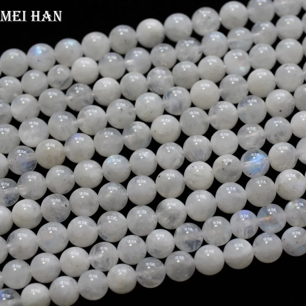 Meihan(2 нити/комплект) Настоящий А+ 5,5-6 мм Радужный Лунный Камень Гладкий Круглый бисер камень для изготовления ювелирных изделий своими руками оптом