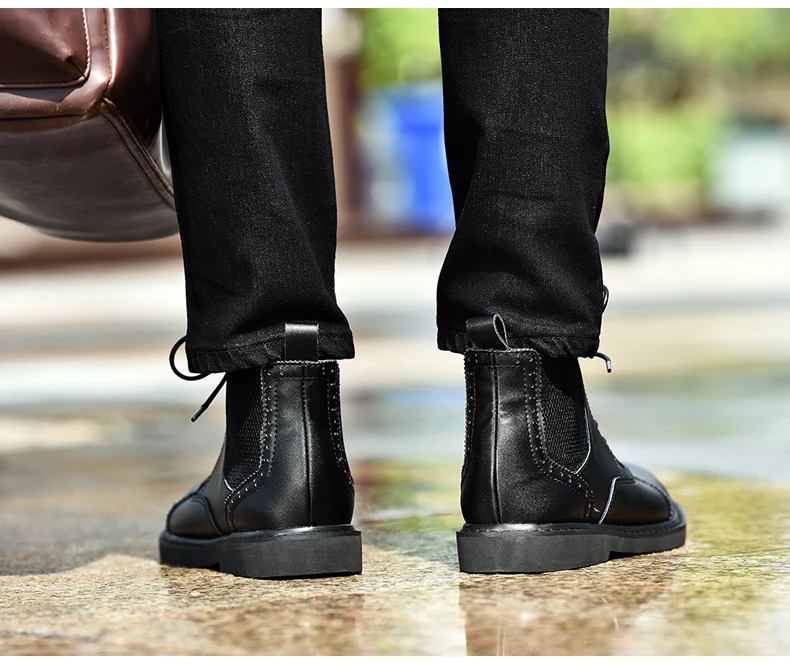 Модные мужские ботинки из натуральной кожи; оксфорды; нескользящие ботинки до середины икры; водонепроницаемые ботинки; сезон осень-зима