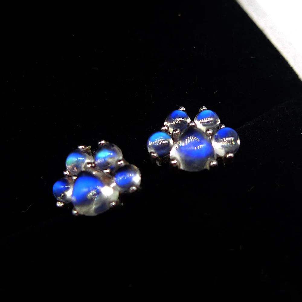 natural moonstone earrings women cat craws cat footprint