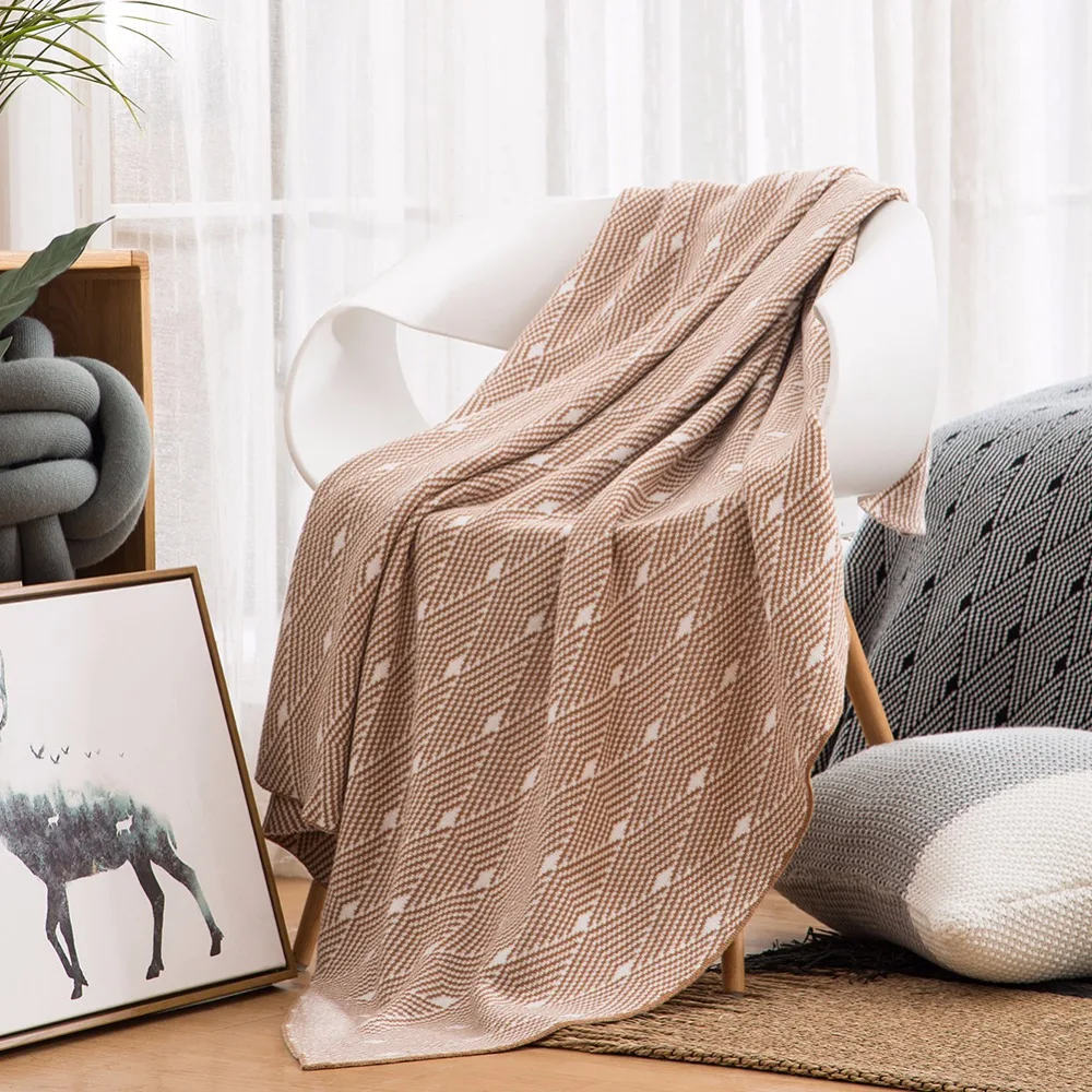 Ткань вязаное одеяло Nordic просто одноцветное цвет кисточкой одеяло с бахромой супер мягкий пледы на Одеяло для дивана, кровати 130x160 см