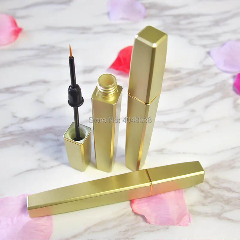 Empty Gold Eye liner tubes 4ML Plastic Square Eyelash Glue Refillable Bottle Elegant Plastic Eye Makeup Tool (4)