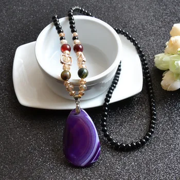 

Hot Wholesale Natural Agate Beads Necklace Pendant For Woman Gifts Fine Gemstone Jewelry Necklace Drop Shipping