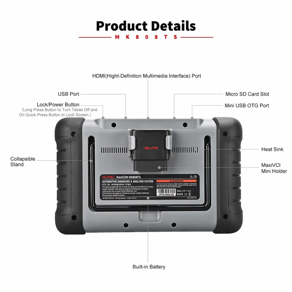 Диагностический инструмент AUTEL MaxiCom MK808TS масло сканера OBD2 сброс EPB BMS SAS DPF IMMO TPMS для