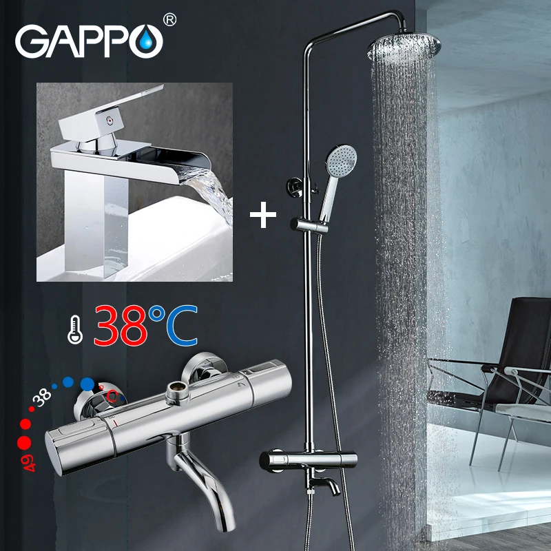 

GAPPO shower Faucet rainfall shower mixer taps thermostatic bath tub shower mixer taps waterfall Basin Faucets shower system
