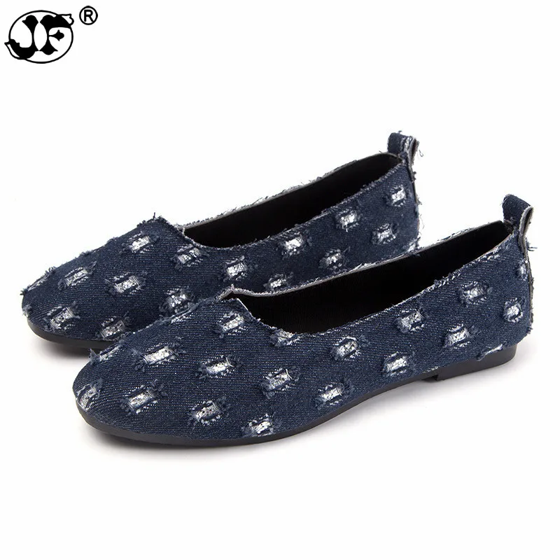 

High quality 2017 New Fashion Denim fabric Women Casual Shoes For Women Flat Shoes Zapatos Mujer 3- Colors 889