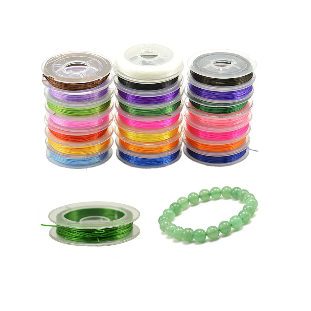 

1Pc 10 Colorful 0.5MM Crystal String Beads Line Beaded Beading Wire DIY Beads For Jewelry 10M Rubber Elastic Thread