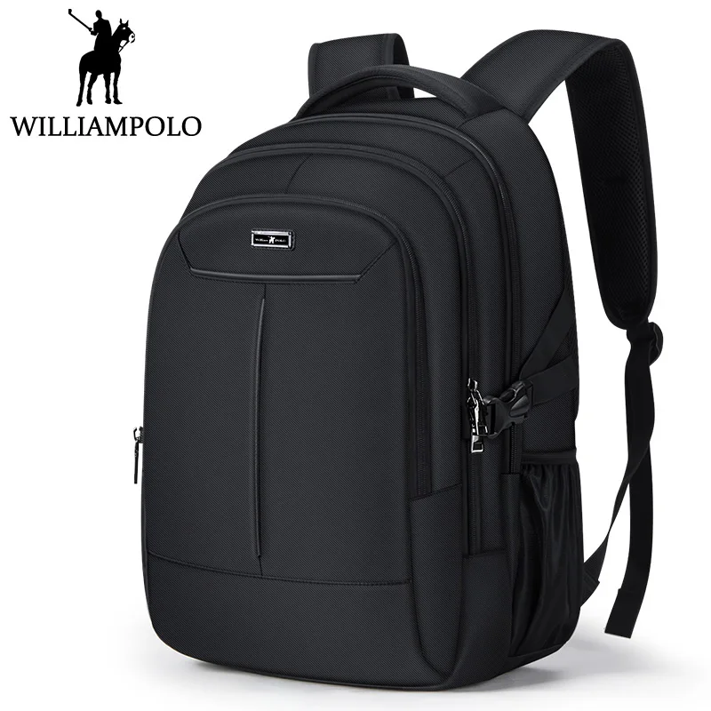 

Williampolo Laptop Backpack Men Bagpack Fashion Brand Travel Back Pack USB Charge Design Large Capacity Black Bag Men