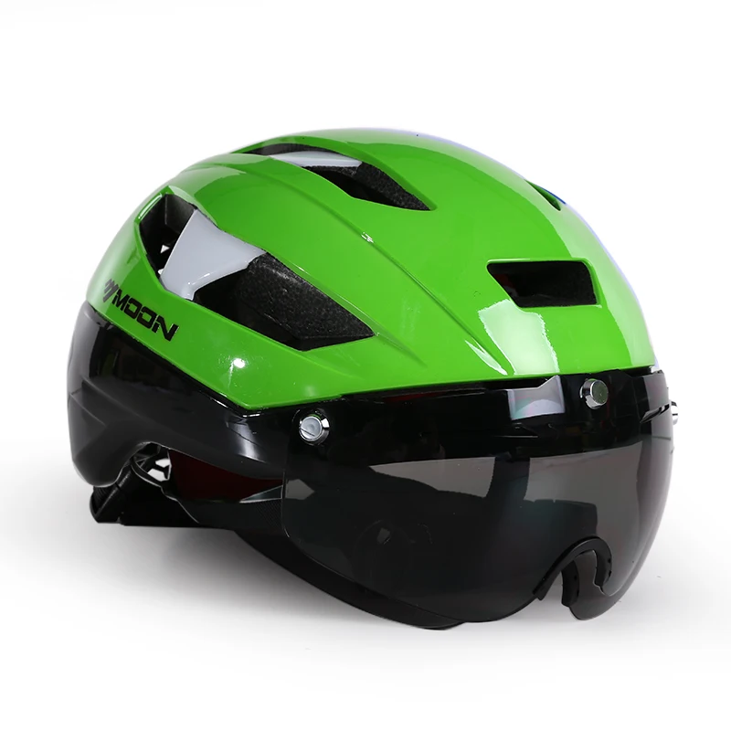 Best MOON Ultralight Bicycle Helmet Head Protector Mountain Bike Riding Helmet Magnetic suction Helmet with Goggle PC+EPS M L