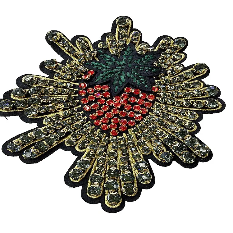 3D Handmade Rhinestone Badge flower beaded Patches Sew on patch for clothing beading Applique