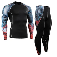 Жизнь на трек Обтяжку Тренажерный зал Спортивный Костюм Тренировки Фитнес Комплект Одежды мужские Сжатия Рубашки и Колготки набор CPD/P2L-B73