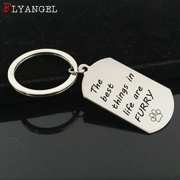 

Engraved Personality Car Keyring The best things in life are Furry Dog Cat Claw Pet Keychain Fashion Jewelry Gift For Men Women