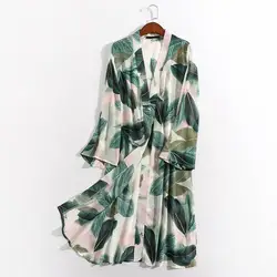 FIRSTTO Большой размер Винтаж этнические листья цветочный принт длинное кимоно кардиган блузка рубашка модная женская Средняя удлиненная