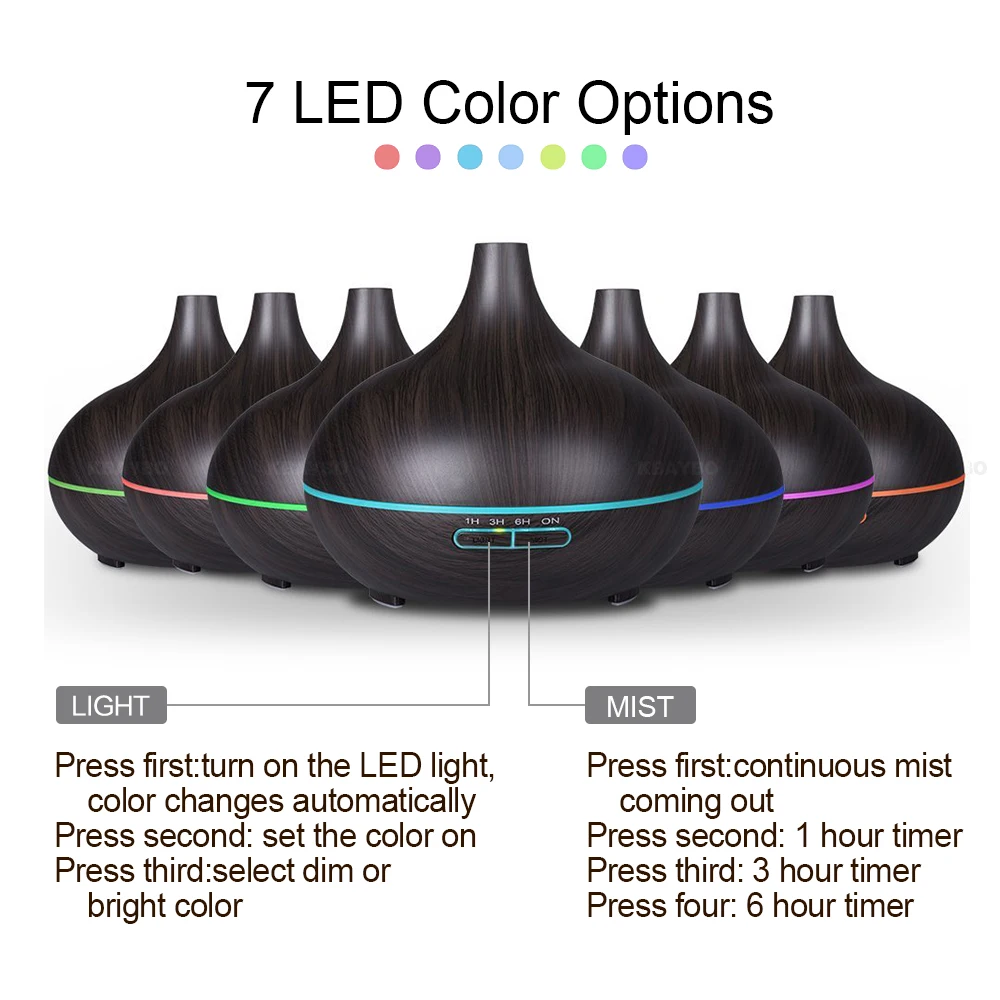 Billige Ultraschall Luft HumidifierAroma Ätherisches Öl 300ml Diffusor mit Holzmaserung 7 Farbwechsel Led leuchten für Office Home