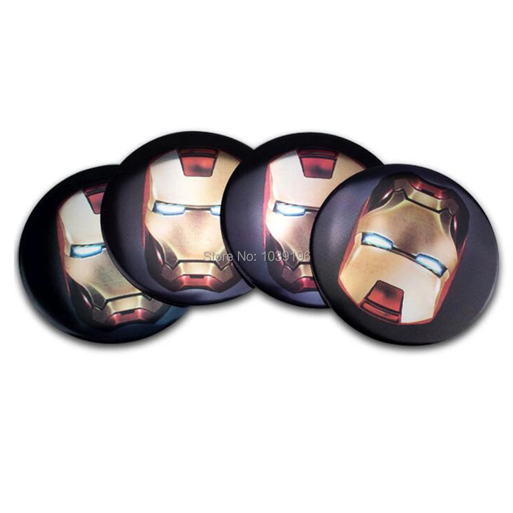 

4 x Car Styling Ironman 3D Metal Chrome Aluminium Alloy Wheel Center Cap Stickers Wheel Hub Cap Decals 3D Emblem Badges